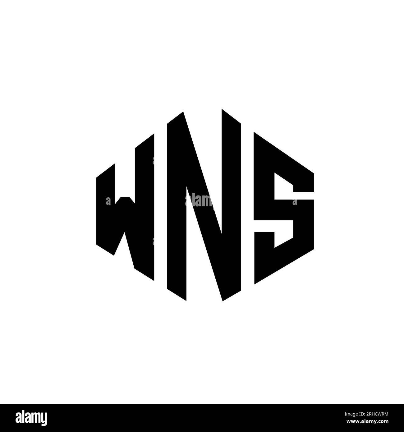 WNS letter logo design with polygon shape. WNS polygon and cube shape logo design. WNS hexagon vector logo template white and black colors. WNS monogr Stock Vector