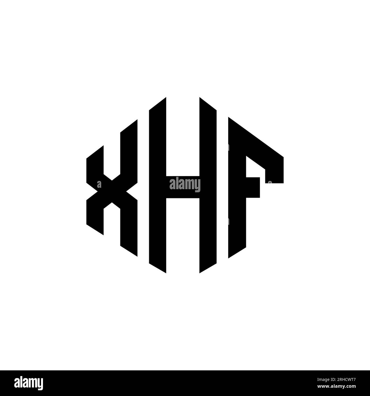XHF letter logo design with polygon shape. XHF polygon and cube shape logo design. XHF hexagon vector logo template white and black colors. XHF monogr Stock Vector