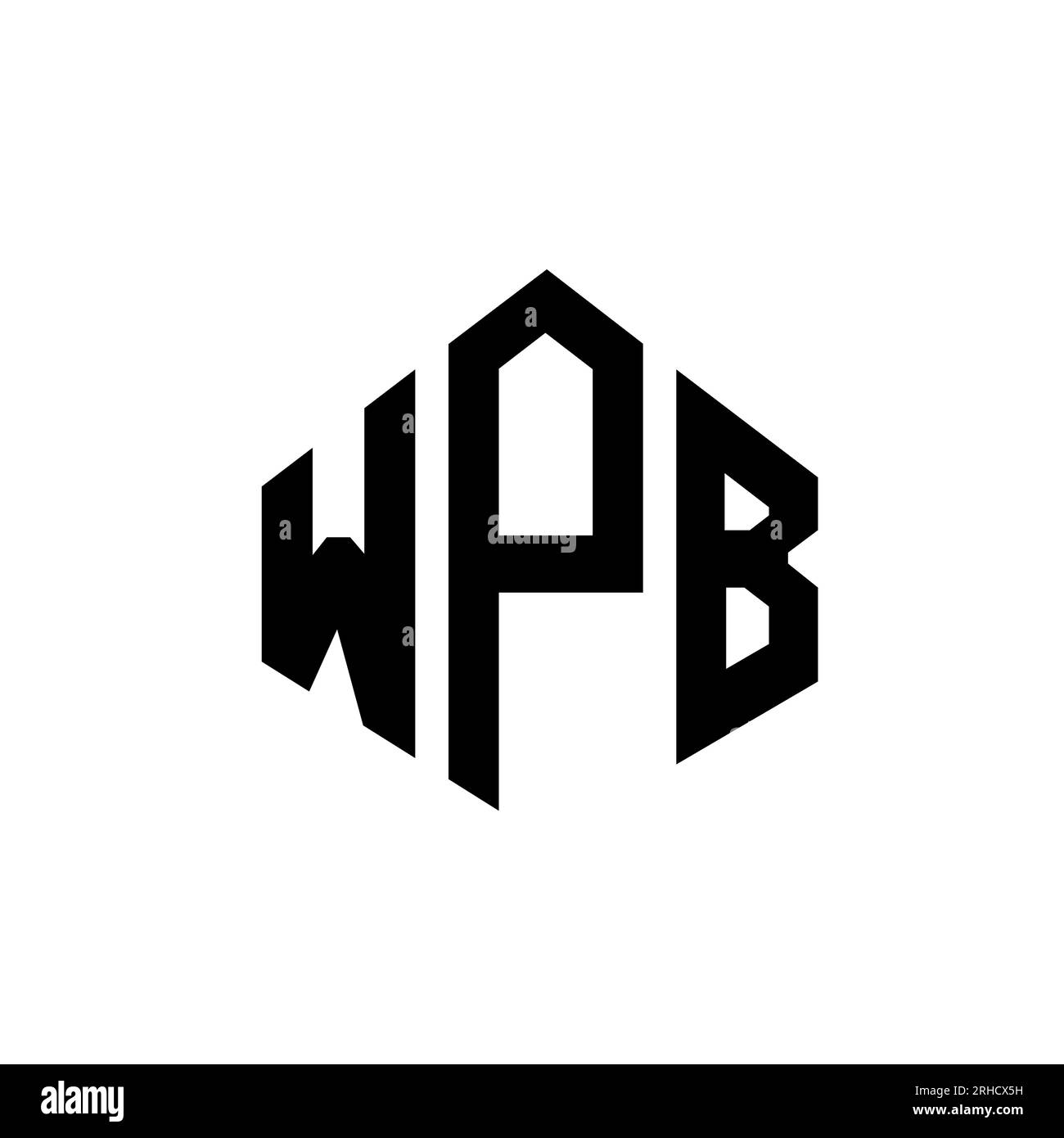 WPB letter logo design with polygon shape. WPB polygon and cube shape logo design. WPB hexagon vector logo template white and black colors. WPB monogr Stock Vector
