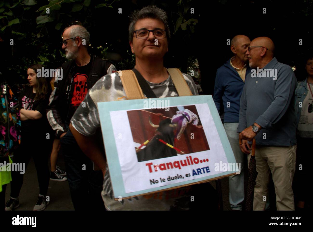 Gijon, Asturias, Spain. 15th Aug, 2023. Anti-bullfighting protest on the streets of Gijon for the return of the bulls. (Credit Image: © Mercedes Menendez/Pacific Press via ZUMA Press Wire) EDITORIAL USAGE ONLY! Not for Commercial USAGE! Stock Photo