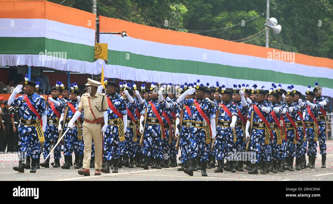 Kolkata, West Bengal, India. 15th Aug, 2023. The 77th Independence Day Celebration in Kolkata Red Road. (Credit Image: © Dipa Chakraborty/Pacific Press via ZUMA Press Wire) EDITORIAL USAGE ONLY! Not for Commercial USAGE! Stock Photo