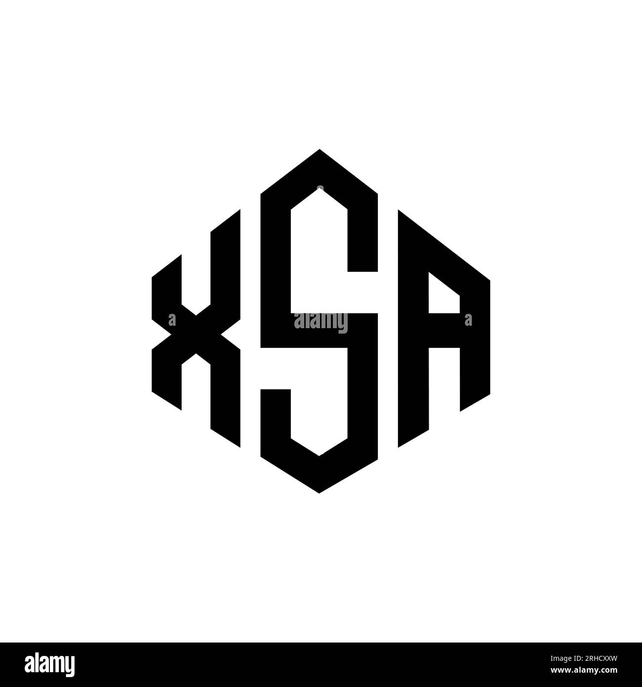 XSA letter logo design with polygon shape. XSA polygon and cube shape logo design. XSA hexagon vector logo template white and black colors. XSA monogr Stock Vector