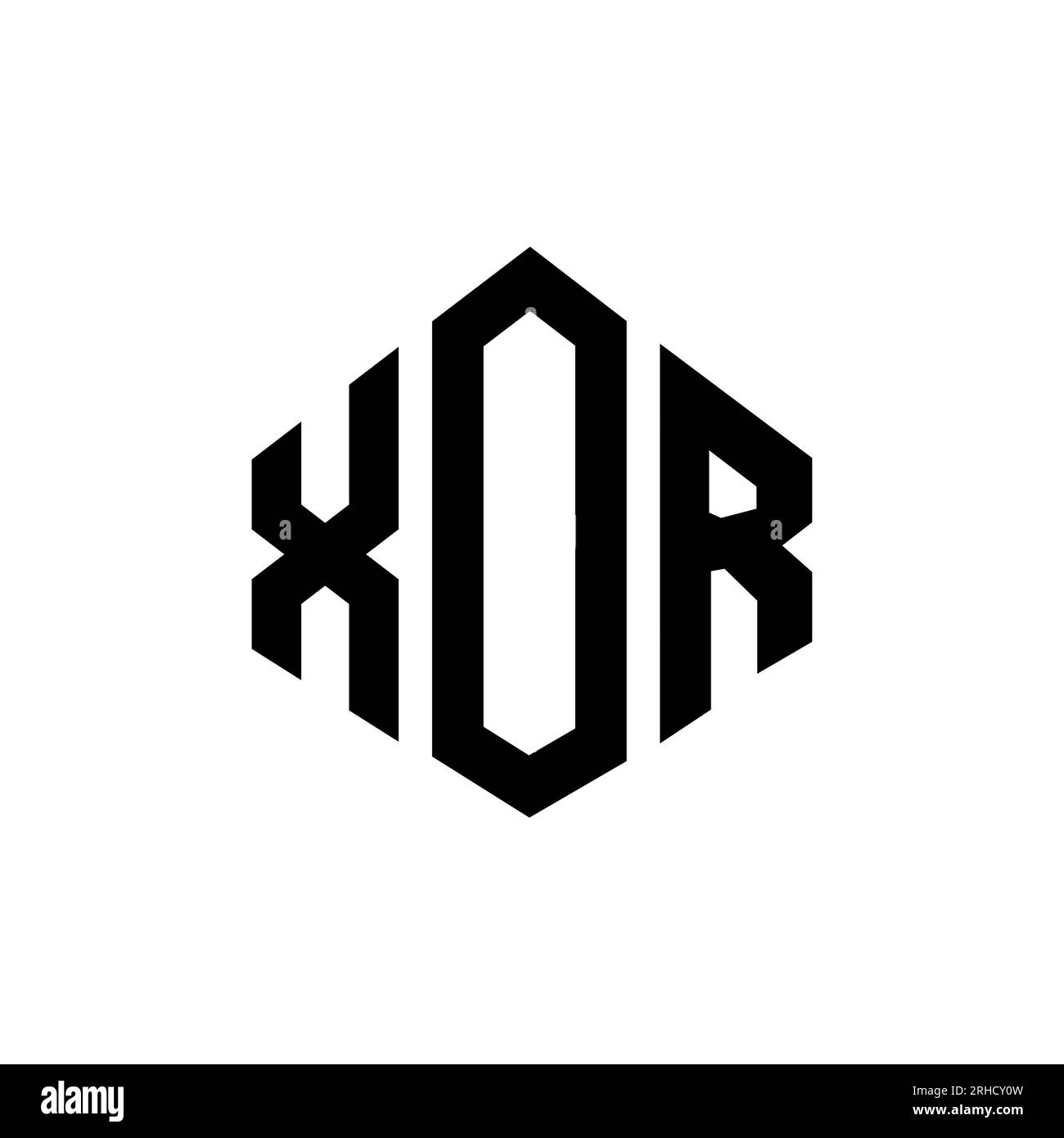 XOR letter logo design with polygon shape. XOR polygon and cube shape logo design. XOR hexagon vector logo template white and black colors. XOR monogr Stock Vector