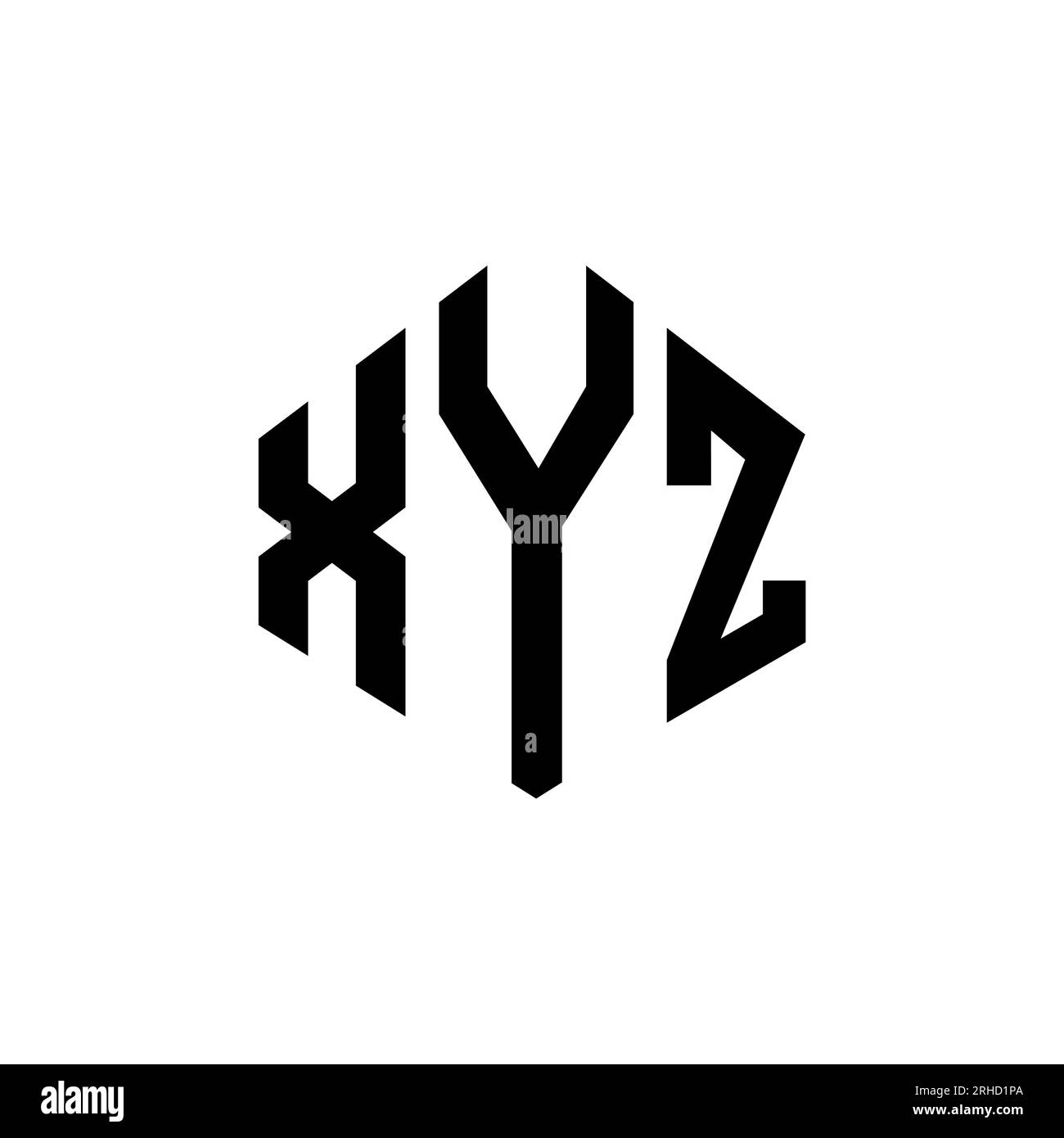 XYZ letter logo design with polygon shape. XYZ polygon and cube shape logo design. XYZ hexagon vector logo template white and black colors. XYZ monogr Stock Vector