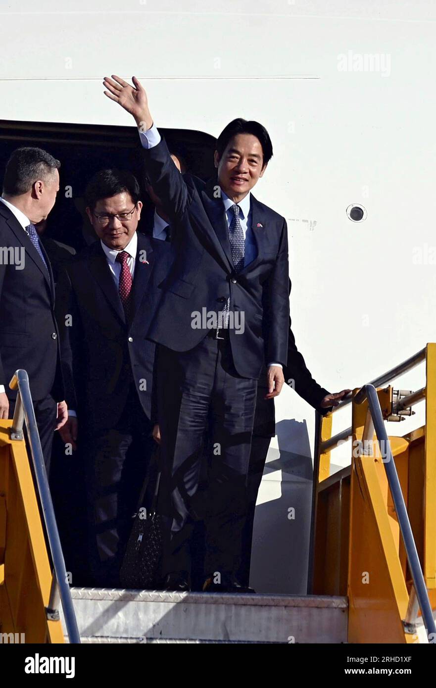 Taiwanese Vice President William Lai arrives in Asunción, the capital ...