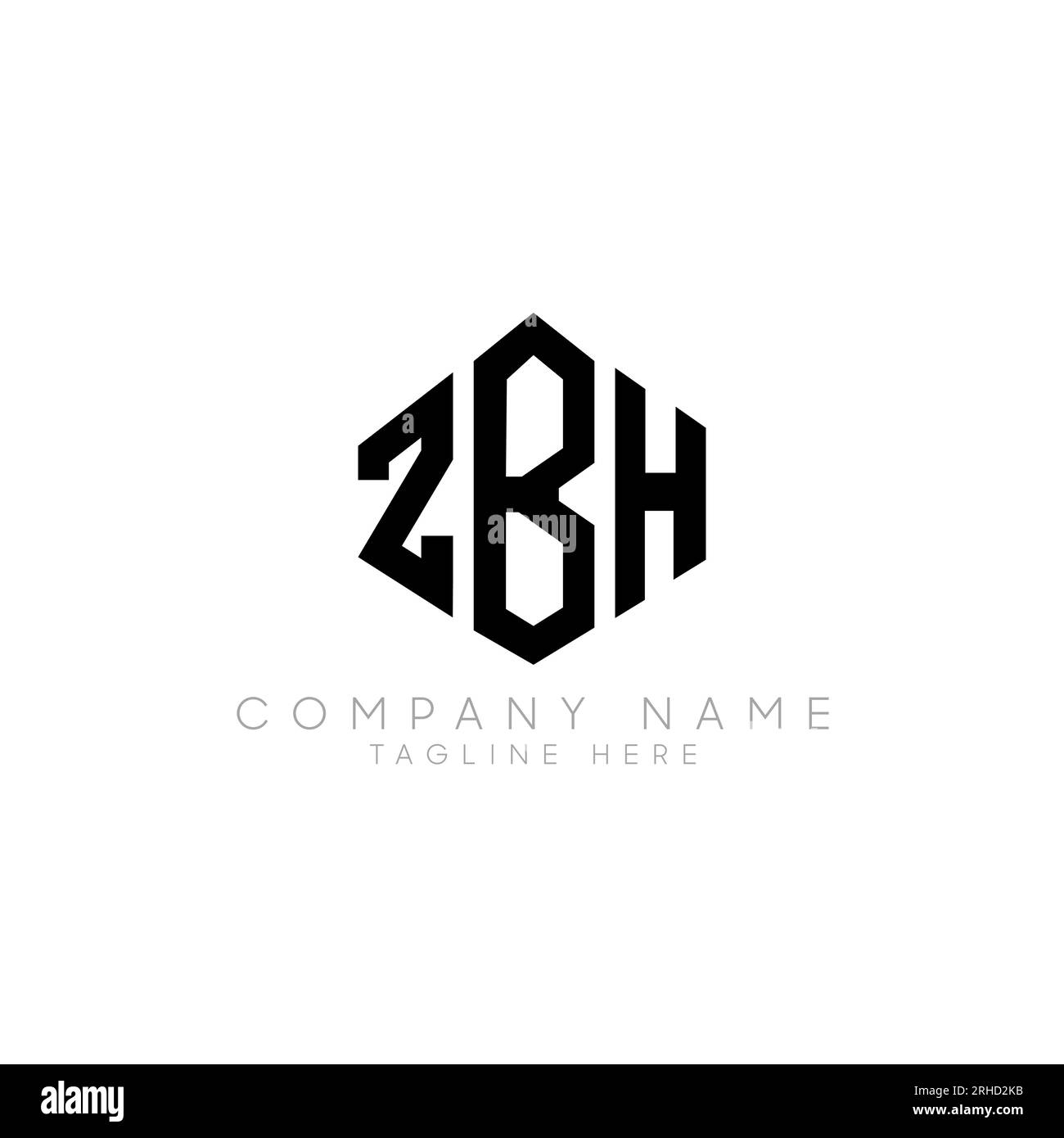 ZBH letter logo design with polygon shape. ZBH polygon logo monogram. ZBH cube logo design. ZBH hexagon vector logo template white and black colors. Z Stock Vector