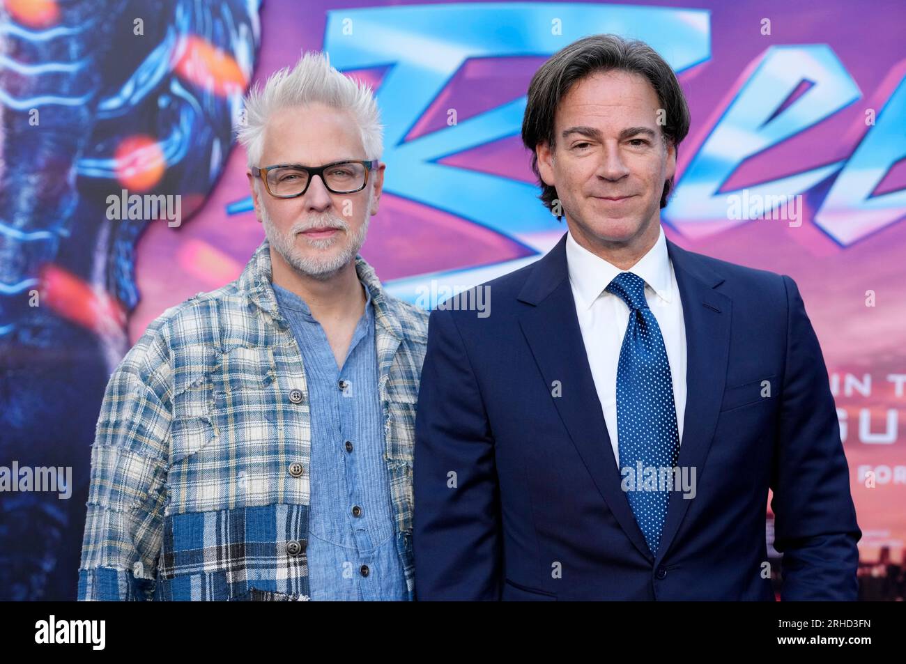 James Gunn, left, and Peter Safran, co-chairmen and co-CEO of DC Comics ...