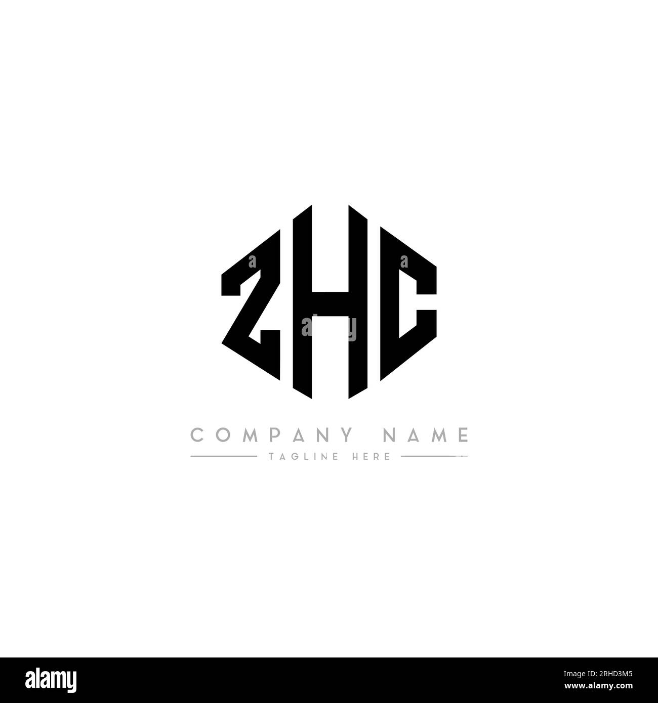 ZHC letter logo design with polygon shape. ZHC polygon and cube shape