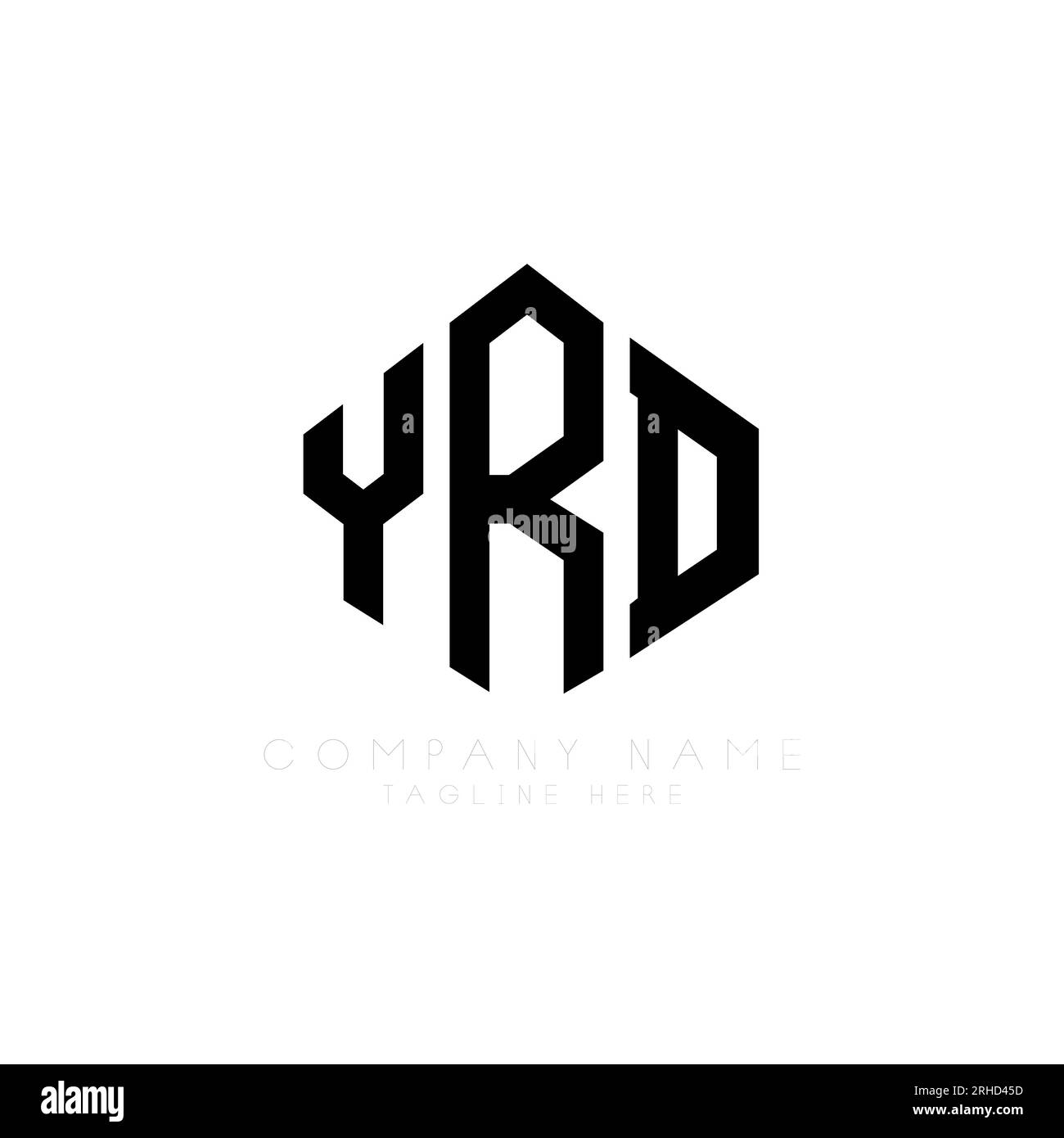 YRD letter logo design with polygon shape. YRD polygon and cube shape logo design. YRD hexagon vector logo template white and black colors. YRD Stock Vector
