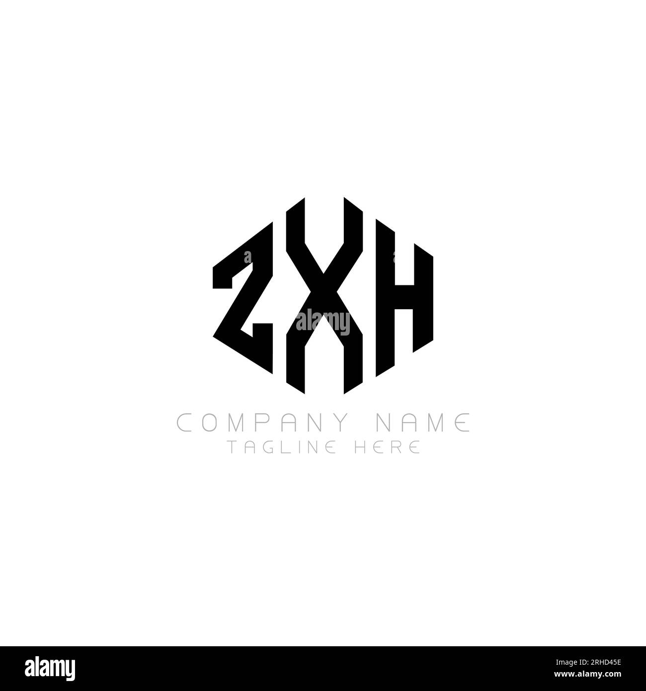 ZXH letter logo design with polygon shape. ZXH polygon and cube shape logo design. ZXH hexagon vector logo template white and black colors. ZXH monogr Stock Vector