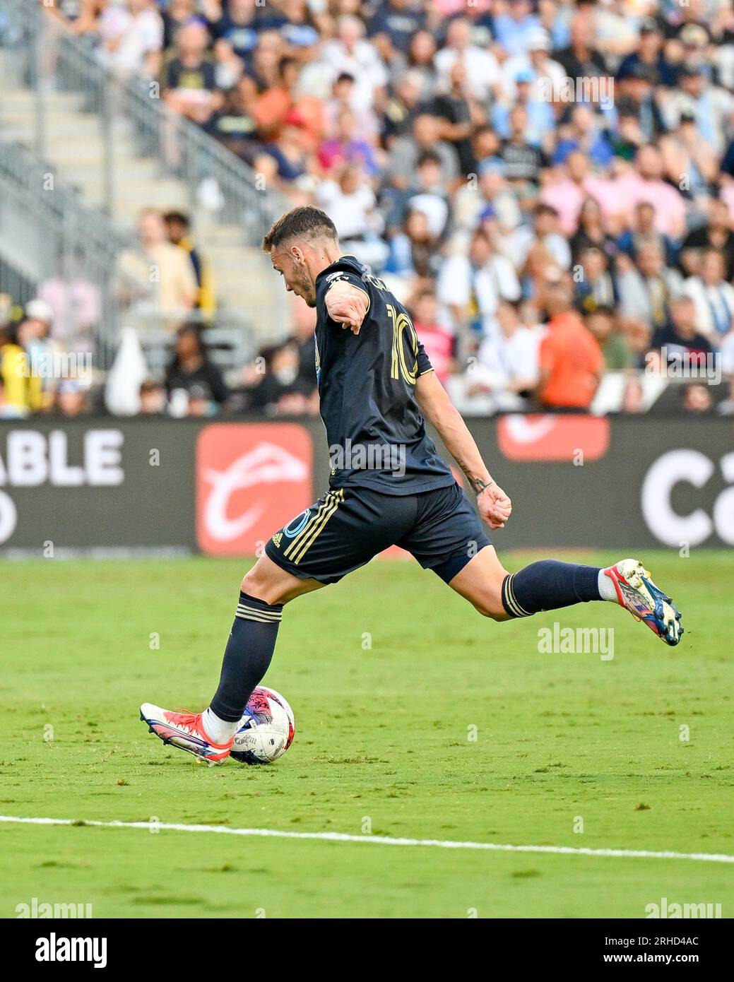 Chester, PA, USA 15th Aug, 2023 Daniel Gazdag - Philadelphia Union striker - lines up a shot on goal (Credit Image: Don Mennig Alamy News - Editorial Use Only - No Commercial Use) Stock Photo