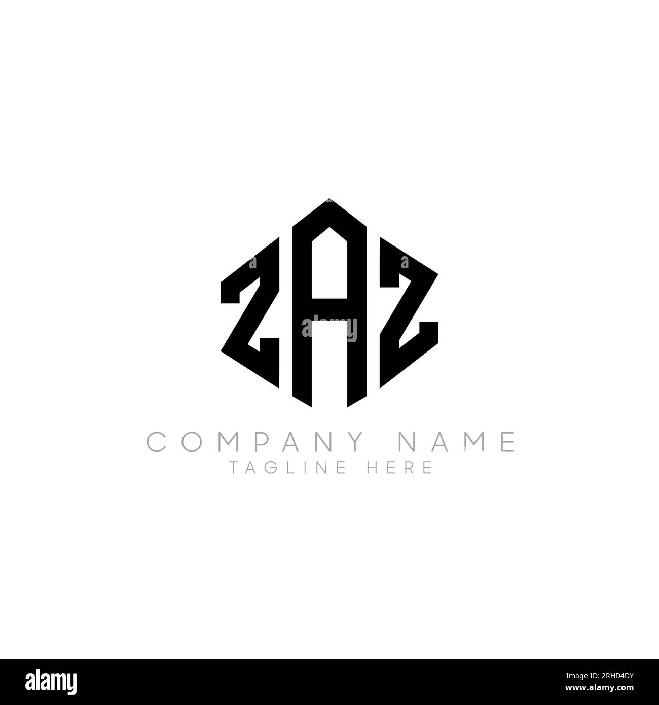 ZAZ letter logo design with polygon shape. ZAZ polygon logo monogram. ZAZ cube logo design. ZAZ hexagon vector logo template white and black colors. Z Stock Vector