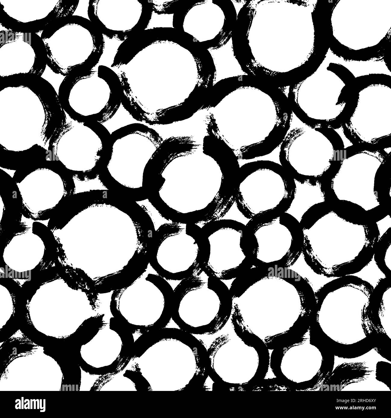 Abstract zen circle brush strokes painting seamless pattern