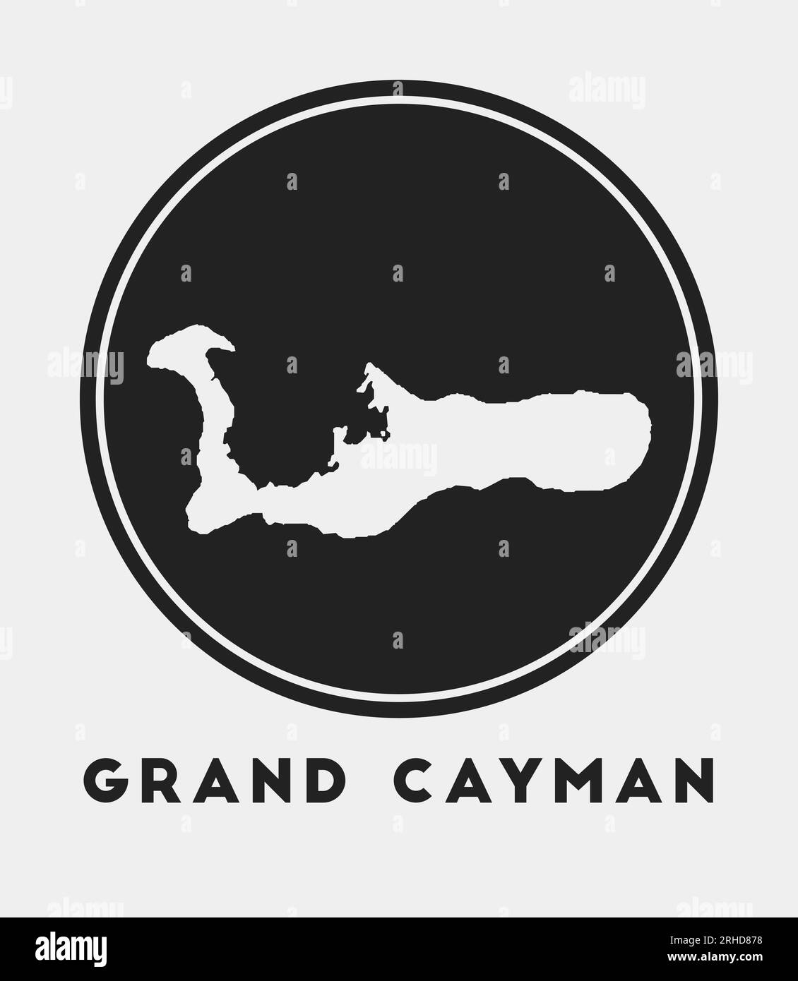 Grand Cayman icon. Round logo with island map and title. Stylish Grand ...