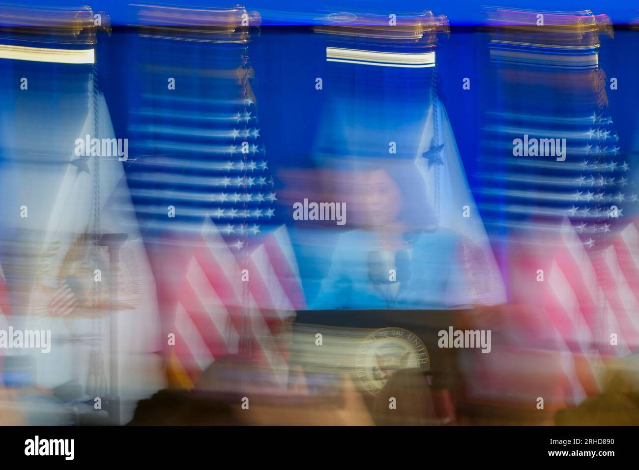 Vice President Kamala Harris gives remarks ahead of the one-year ...