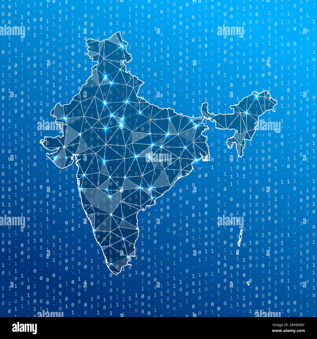 Network map of India. Country digital connections map. Technology