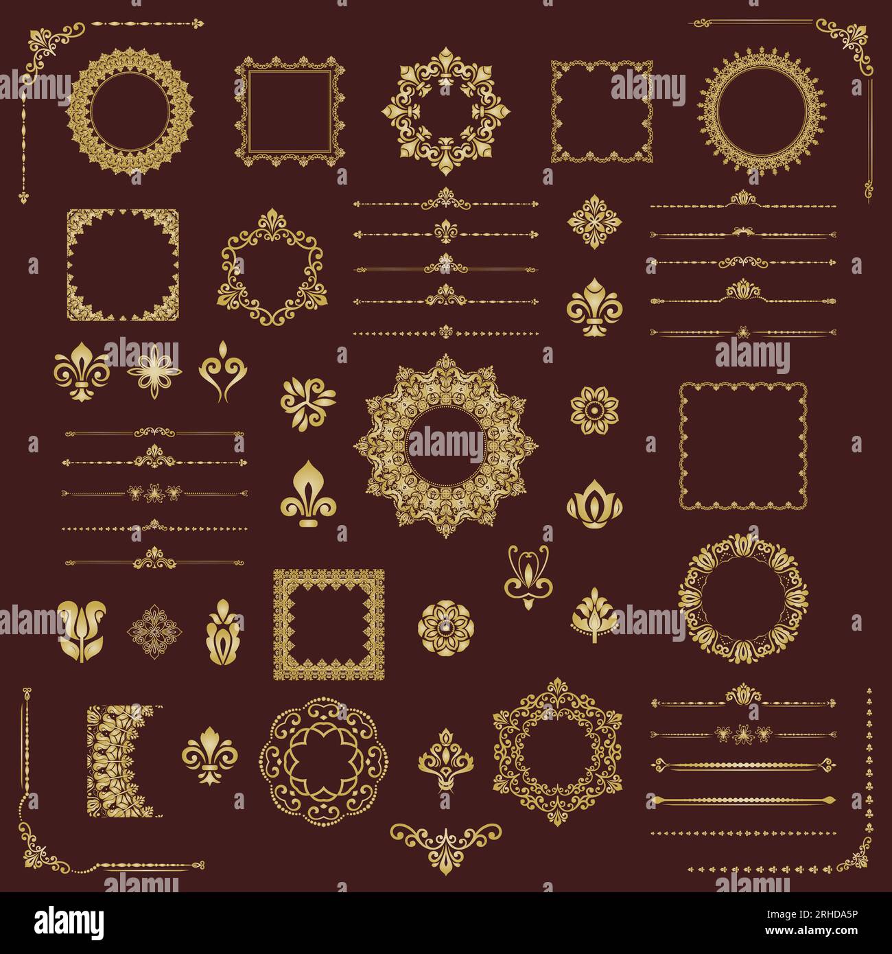 Vintage set of vector horizontal, square and round elements. Elements ...
