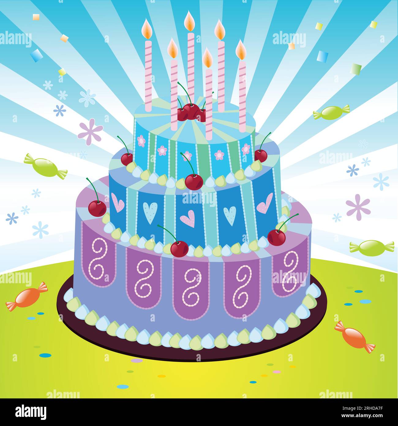 Birthday Cake with Candles, Sweet Celebration Dessert, Party Food