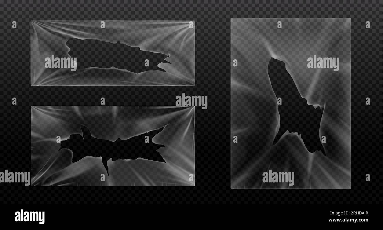 Vinyl album cover with torn plastic wrap texture overlay set. Music