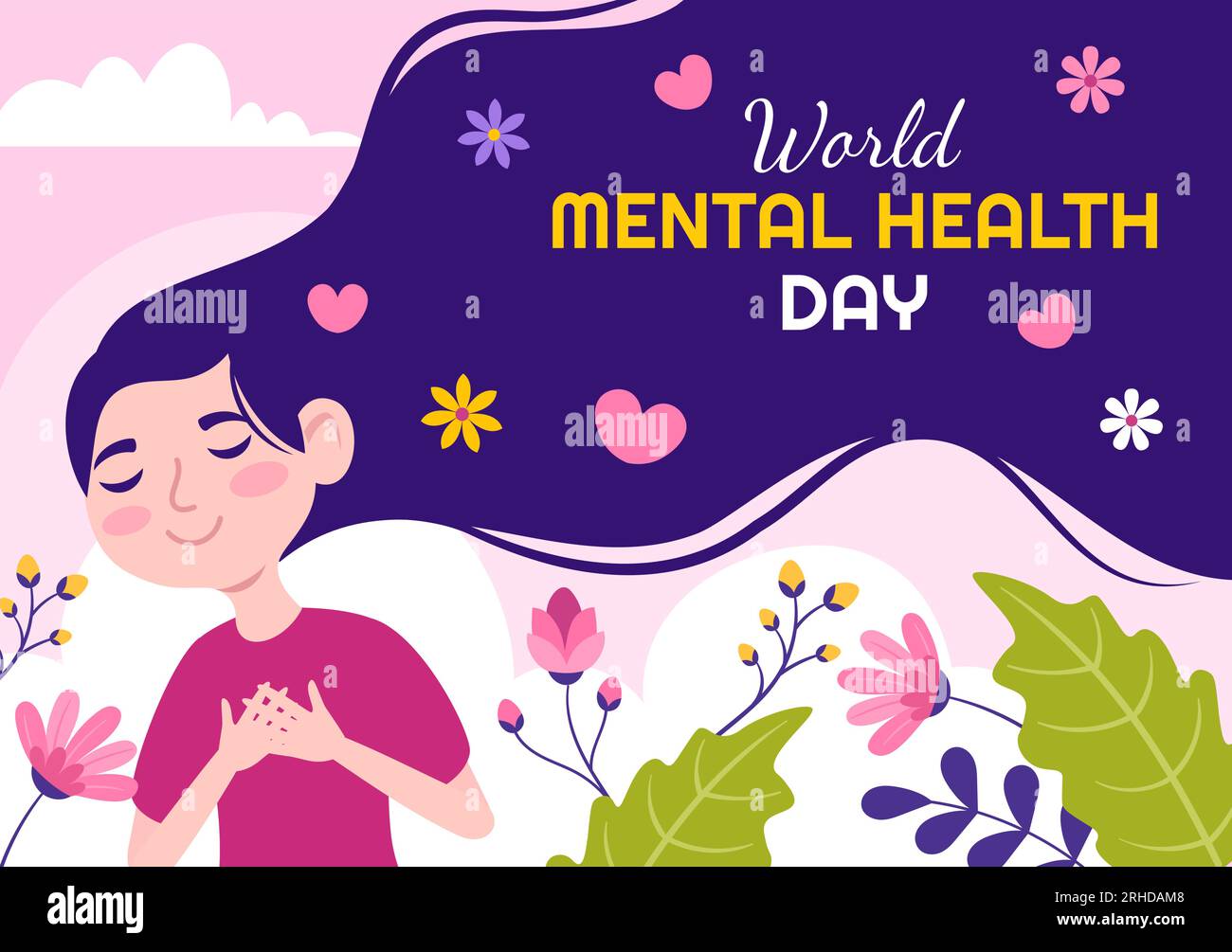 World Mental Health Day Vector Illustration on October 10 with Healthy ...