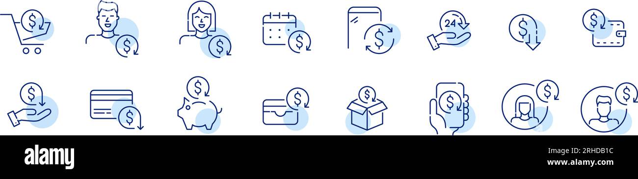 Set of rewards customer loyalty program icons. Card, shopping, app, user etc. Pixel perfect, editable stroke Stock Vector