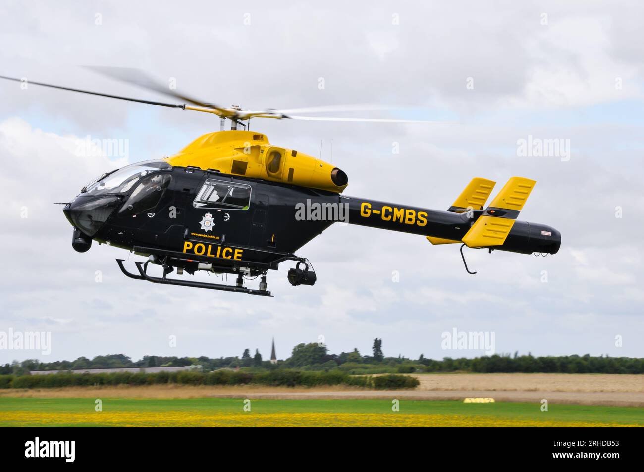 Cambridgeshire Police MD Helicopters MD-902 Explorer helicopter G-CMBS landing Stock Photo