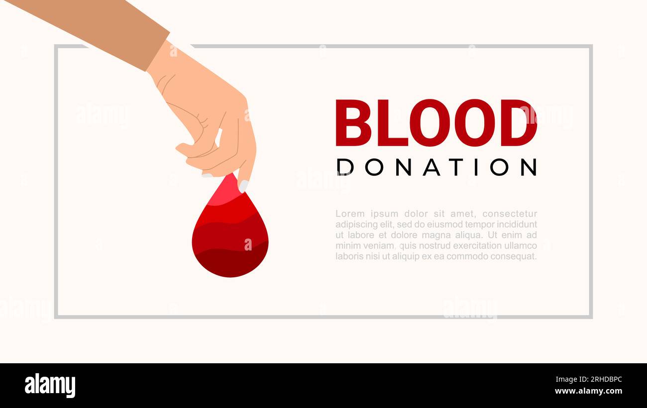 Blood donation background. Hand hold tear of blood. Stock Vector