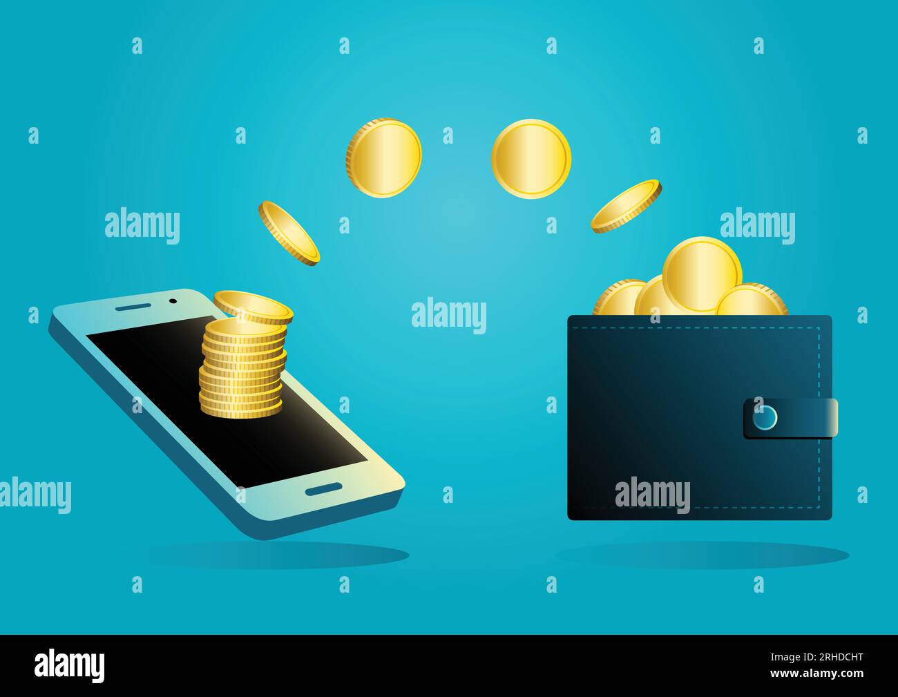 Money transfer from wallet into mobile phone. Payment gateway, online