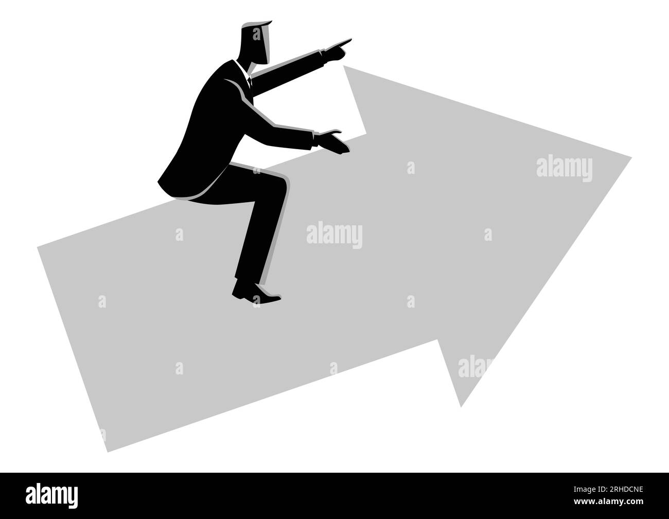 Simple flat vector illustration of a businessman riding an arrow graph ...