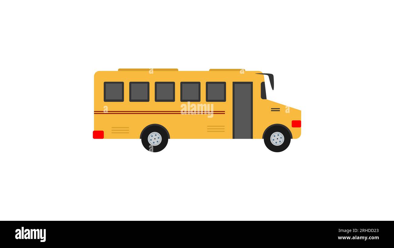 Yellow school bus isolated on white background. Stock Vector