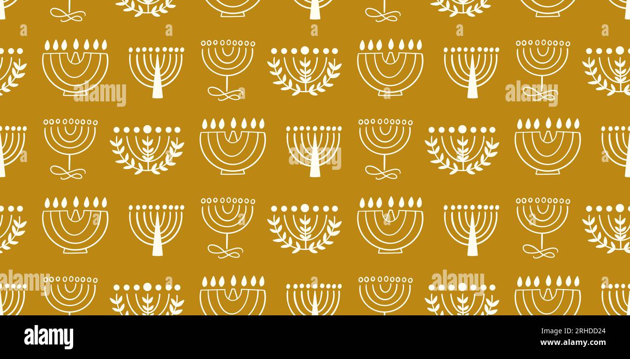 Menorah Seamless Pattern Hanukkah Background Print Stock Vector Image ...