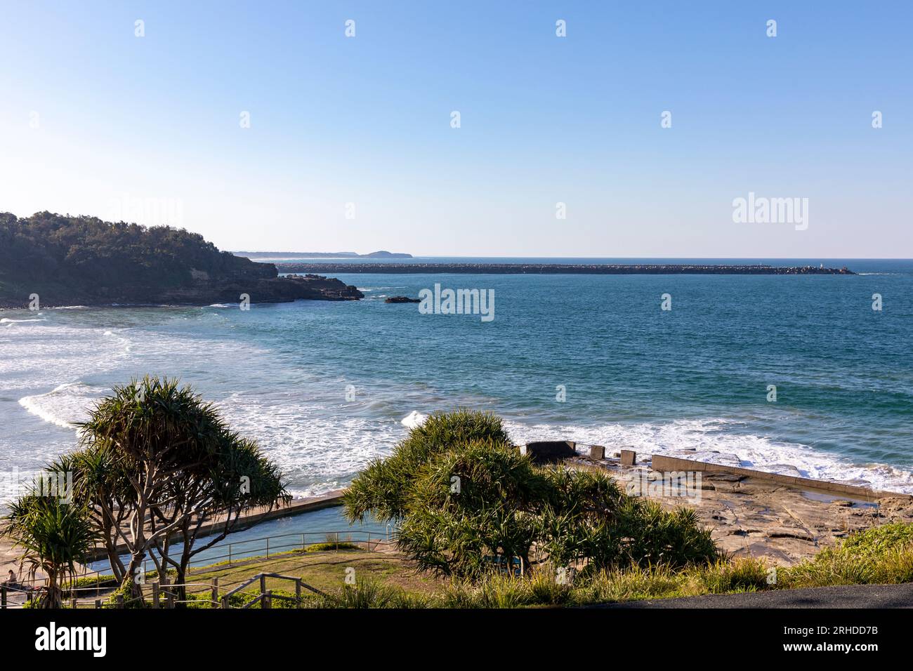 Yamba ocean pool beside main beach, Yamba is a coastal town in Northern New South Wales,Australia Stock Photo