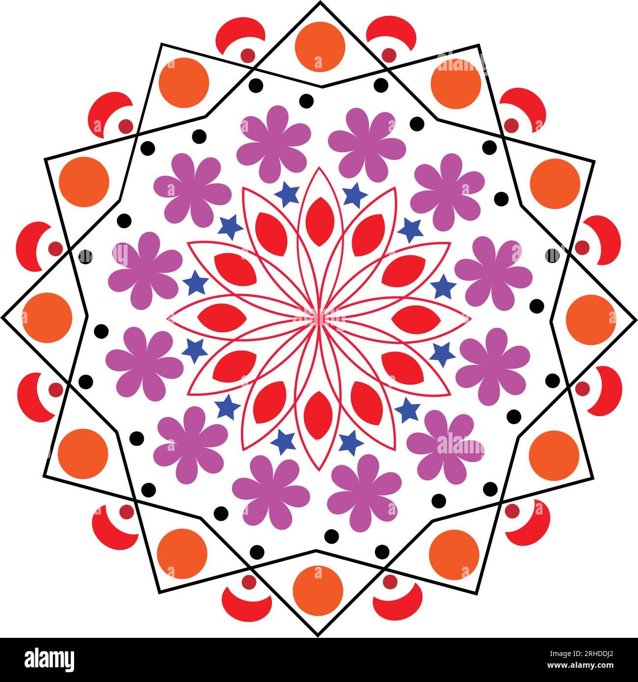 Floral colorful and circle mandala design Stock Vector