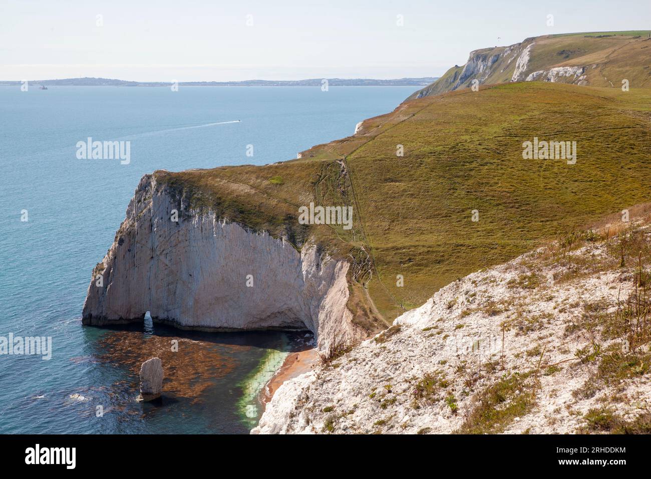 Bat's Head a chalk headland on the Dorset coast near Lulworth Stock Photo