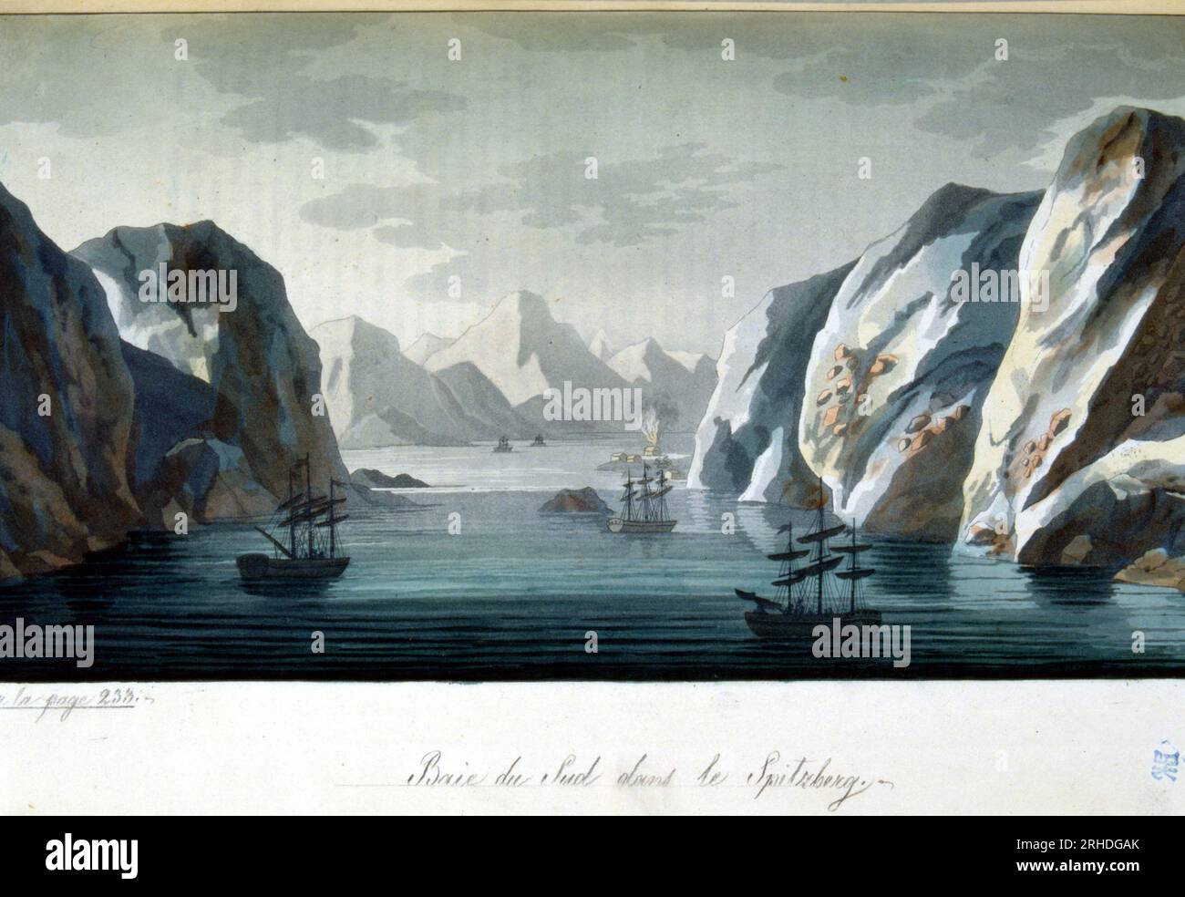 Baie du sud dans le Spitzberg, Norvege - in 'Le costume ancien et moderne' par Jules Ferrario,  1819-1820 Stock Photo