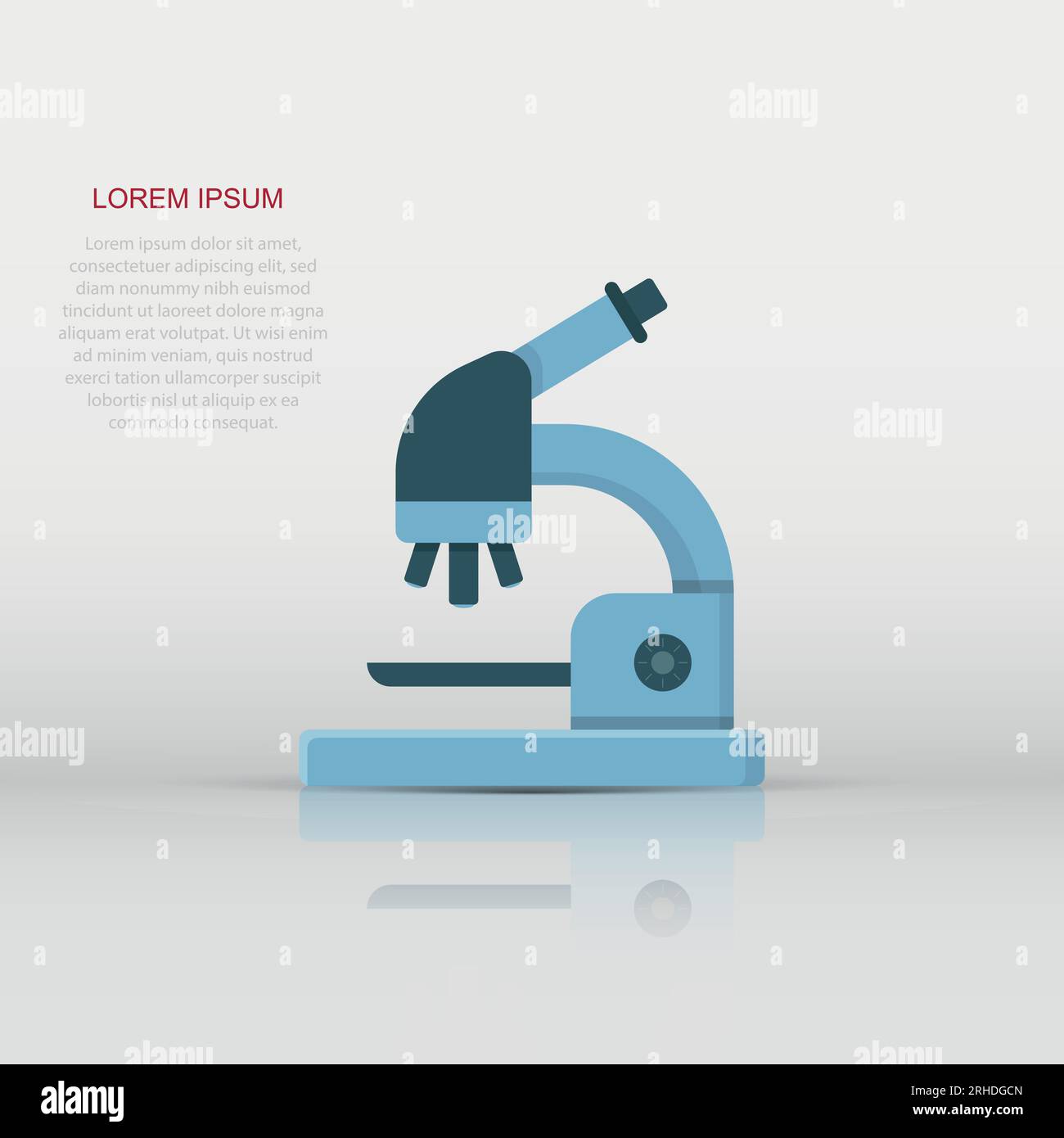 Microscope icon in flat style. Laboratory magnifier vector illustration ...