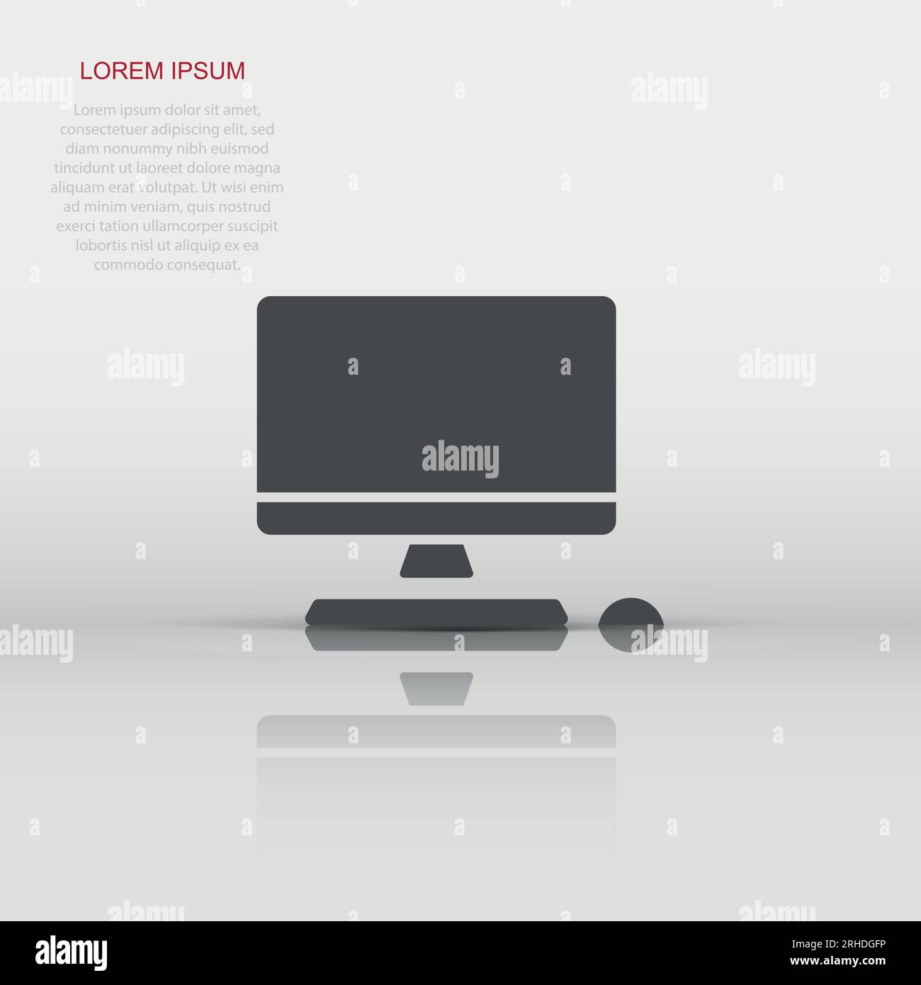 Personal computer in flat style. Desktop pc vector illustration on ...