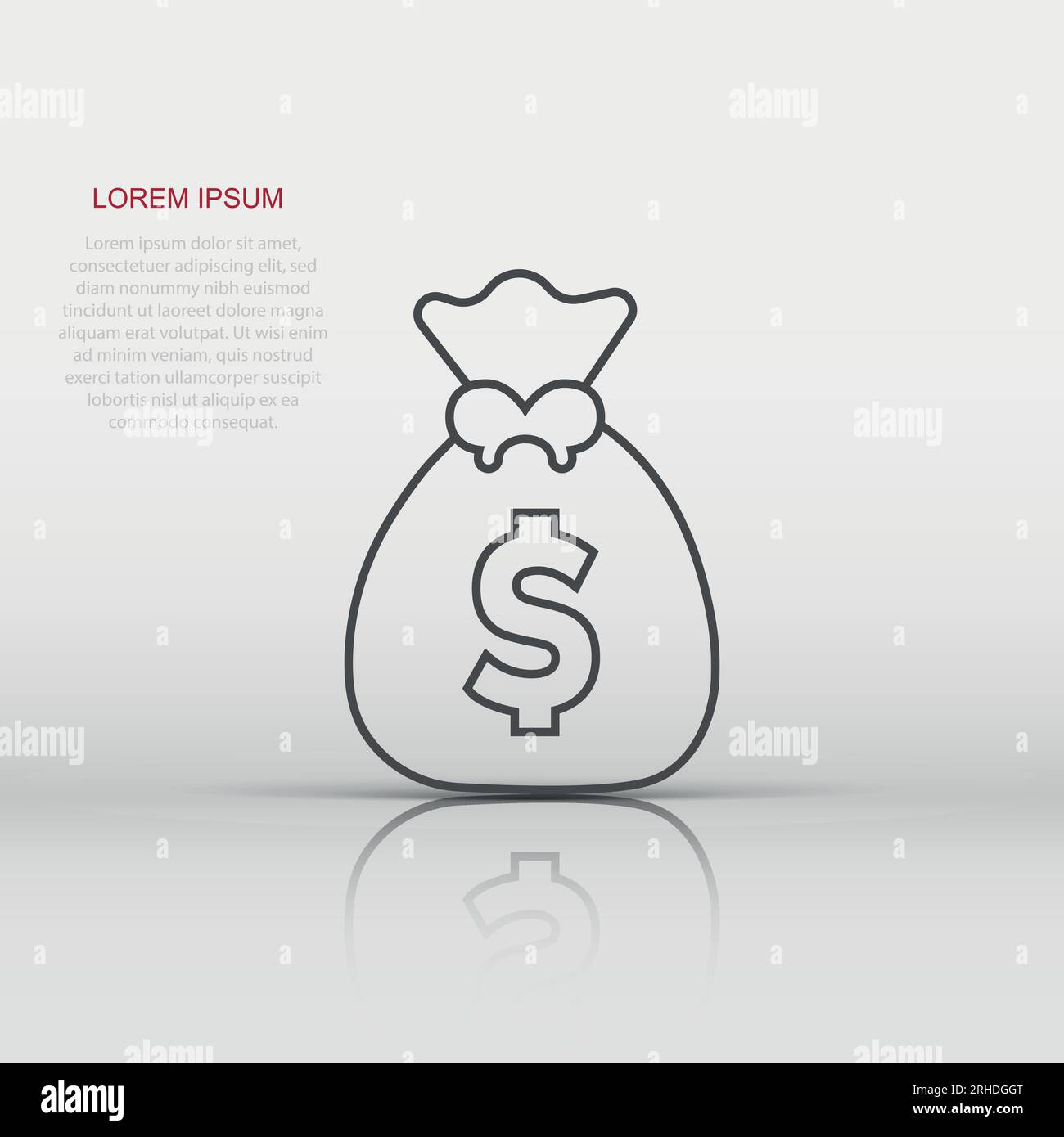 Money bag icon in flat style. Moneybag vector illustration on isolated ...