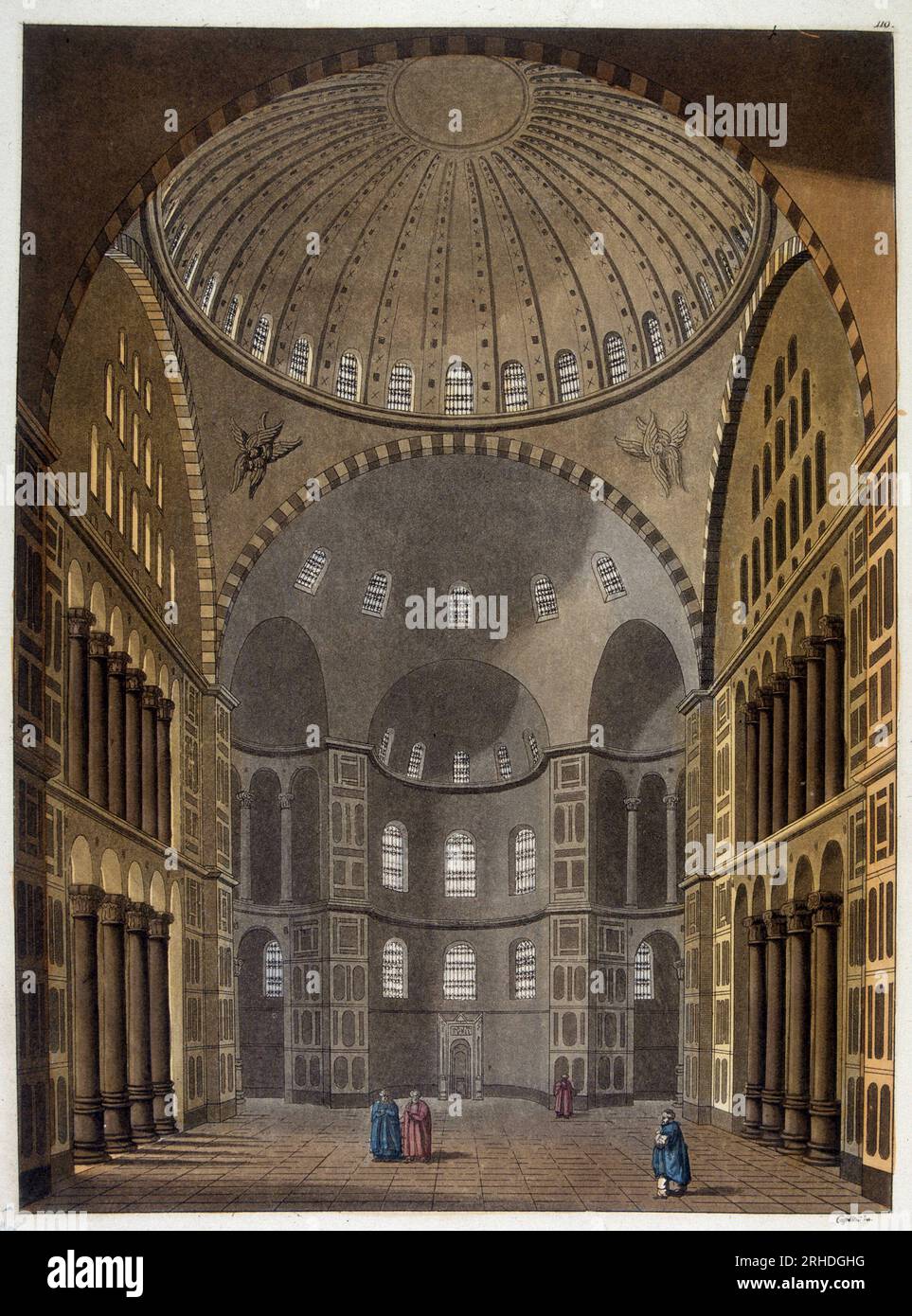 Interieur de la mosquee Sainte Sophie (Sainte-Sophie) a Constantinople - in 'Le costume ancien et moderne' par Ferrario,  1819 - 1820 Stock Photo