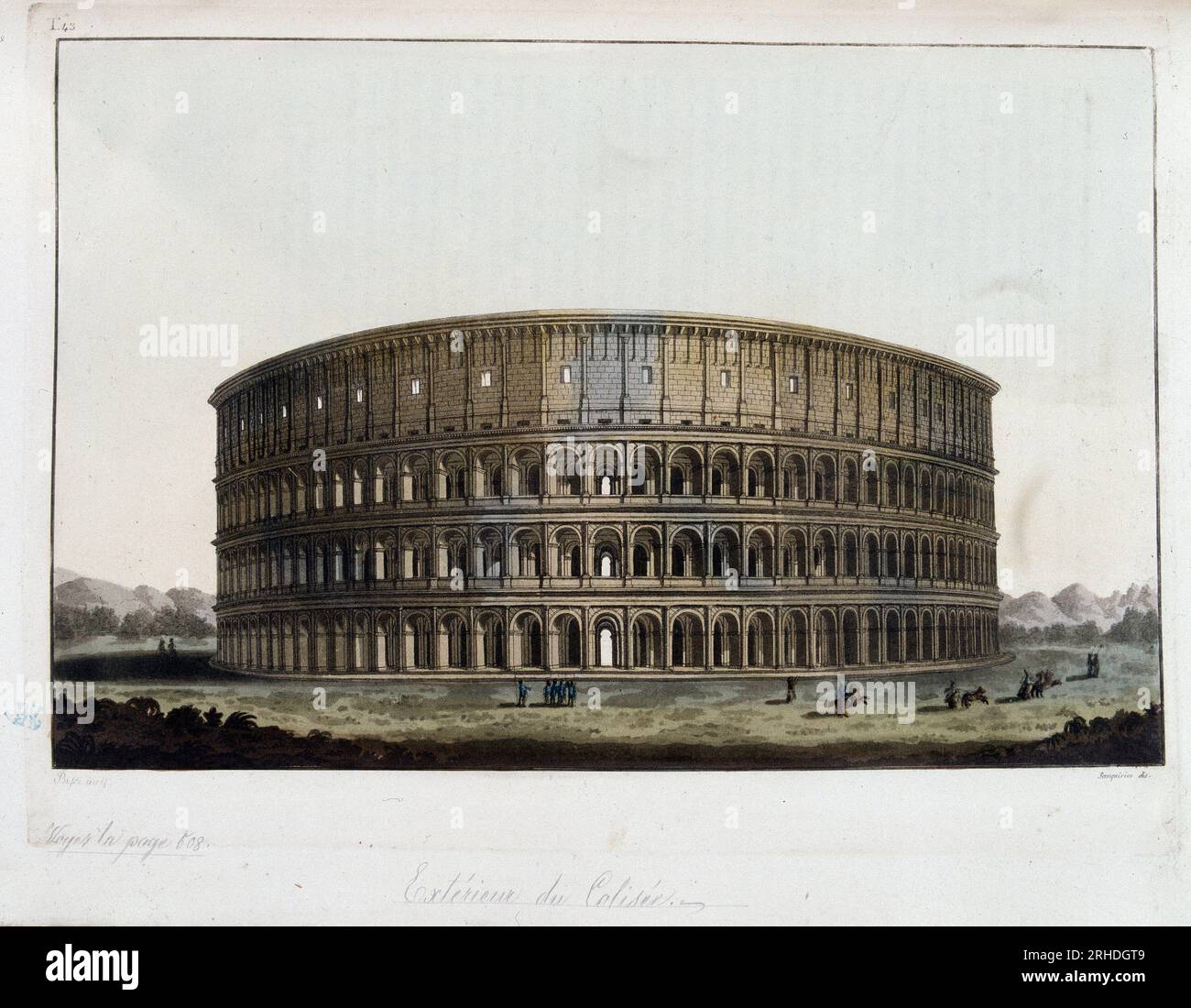 Exterieur du Colisee dans l'antiquite romaine - in 'Le Costume ancien et moderne', 1819-20 par le docteur Jules Ferrario, ed. Milan. Stock Photo