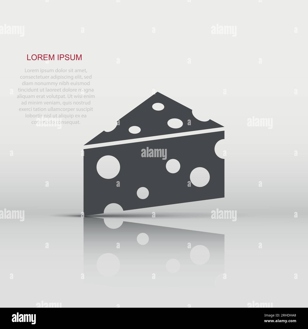 Cheese slice icon in flat style. Milk food vector illustration on ...
