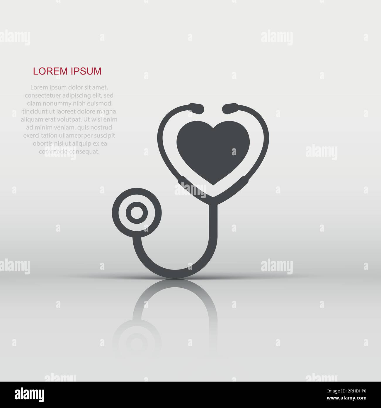 Stethoscope icon in flat style. Heart diagnostic vector illustration on ...