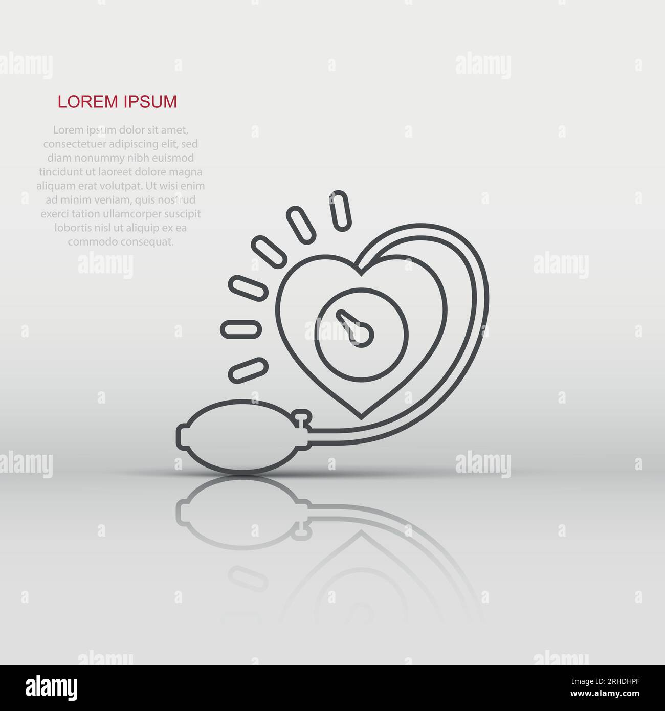 Arterial blood pressure icon in flat style. Heartbeat monitor vector ...