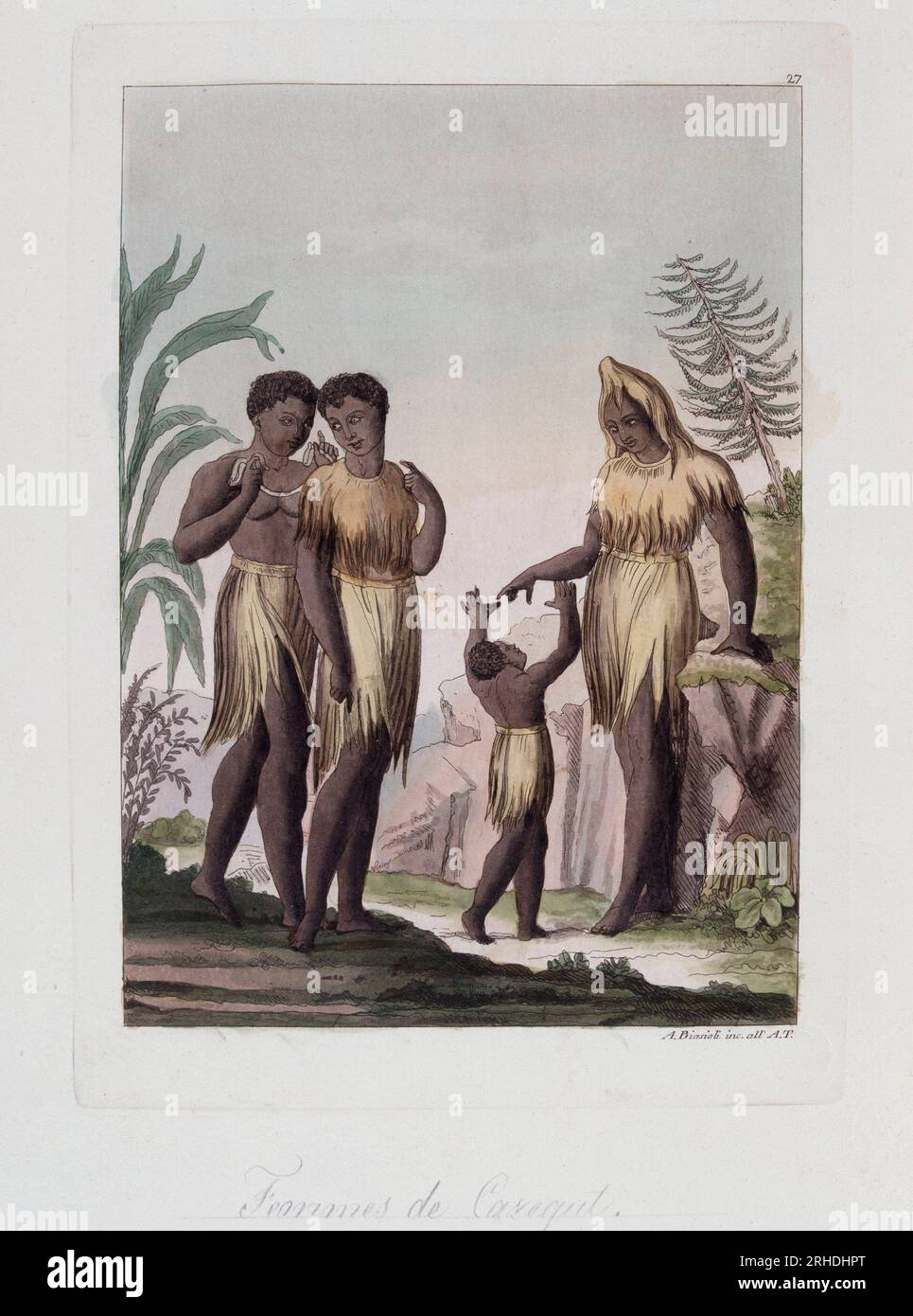 Femmes de Cazegut en Senegambie - in 'Le costume ancien et moderne' par Ferrario,  1819-20 Stock Photo