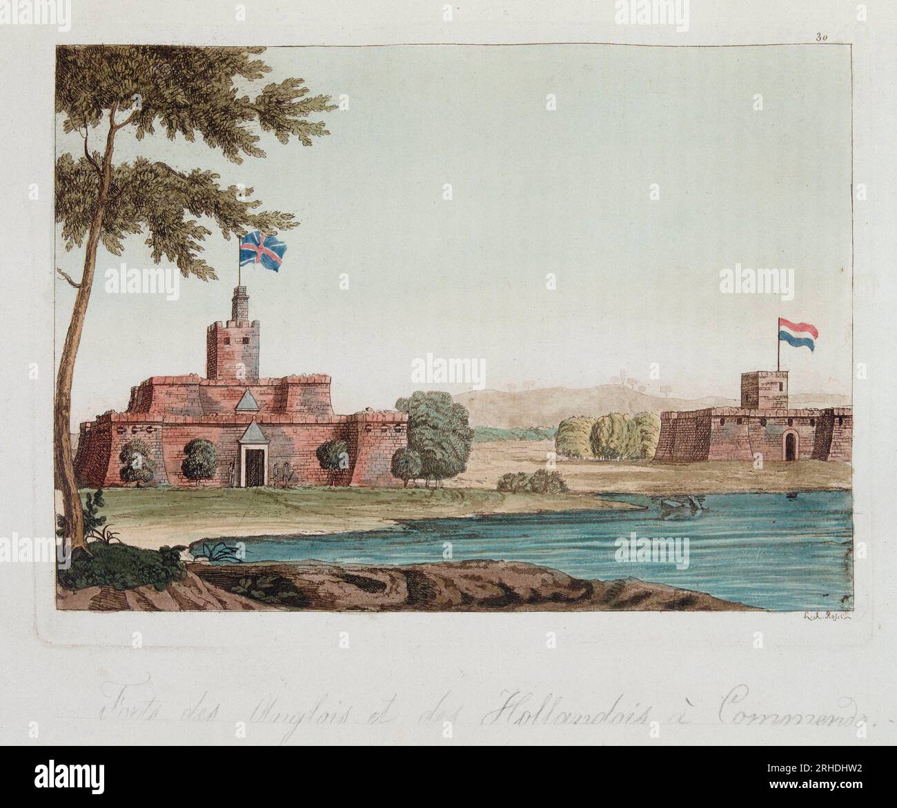 Fort des anglais et des hollandais a Commendo (Guinee) - in 'Le costume ancien et moderne' par Ferrario,  1819-20 Stock Photo