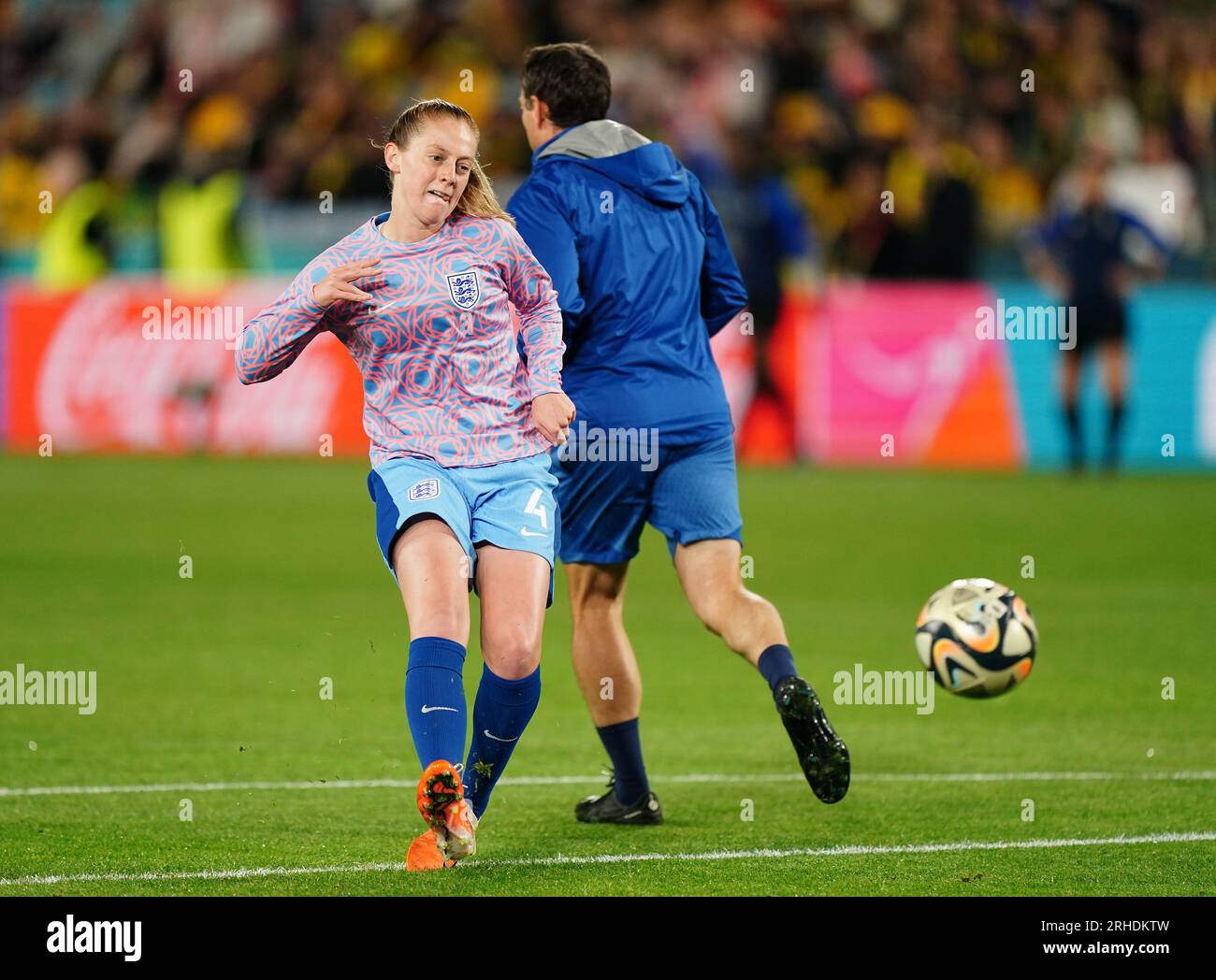 England's Keira Walsh warms up before the FIFA Women's World Cup semi-final match at Stadium Australia, Sydney. Picture date: Wednesday August 16, 2023. Stock Photo