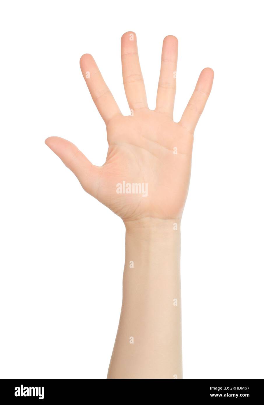 Woman hand shows finger-counting, on white background Stock Photo - Alamy