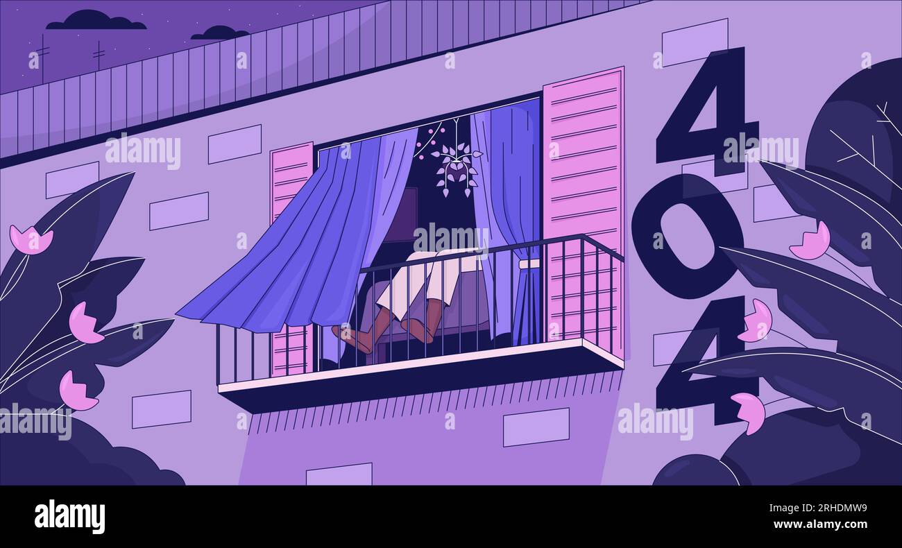 City view from window error 404 flash message Stock Vector