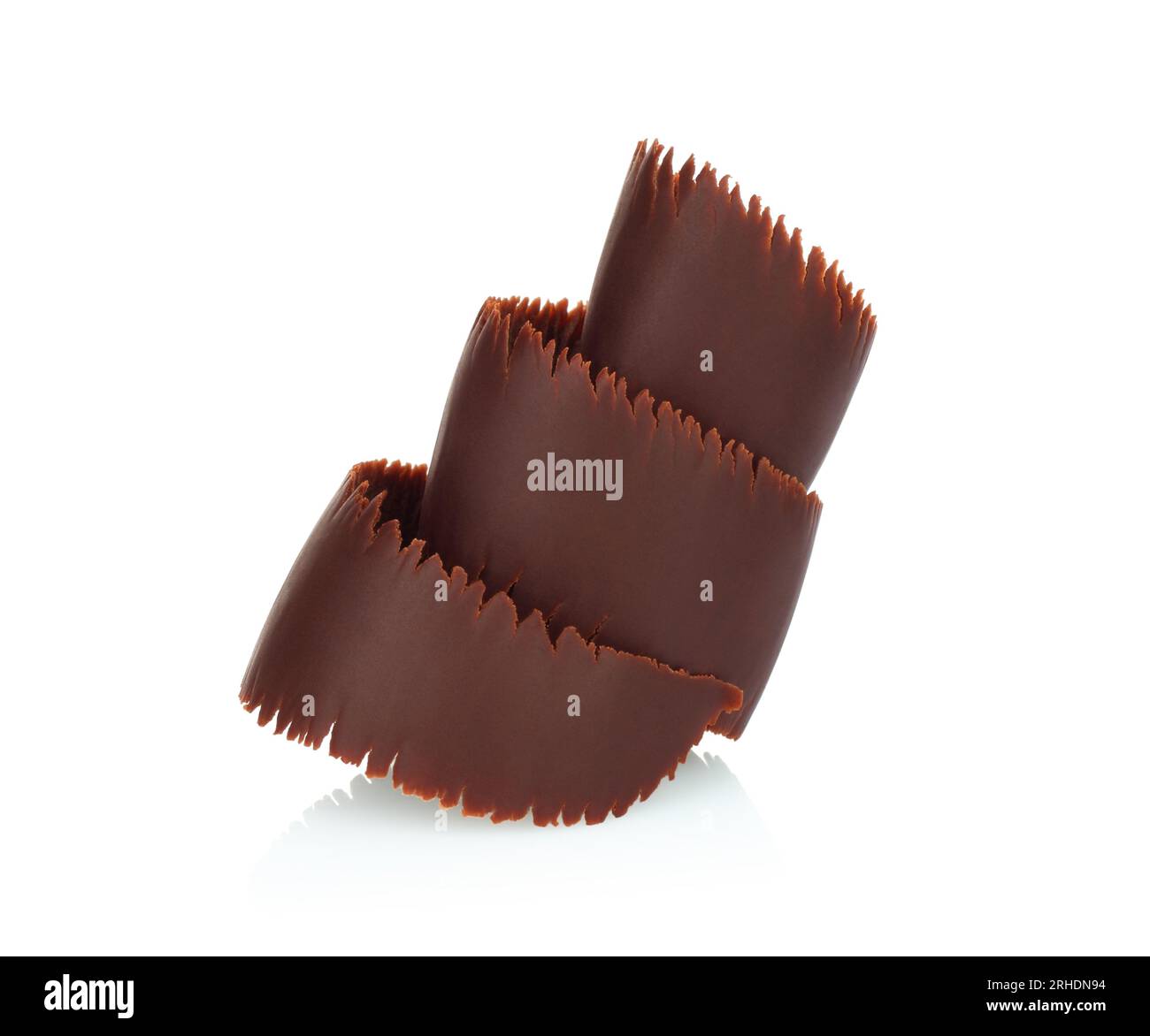 Chocolate Curl on white background close-up Stock Photo - Alamy