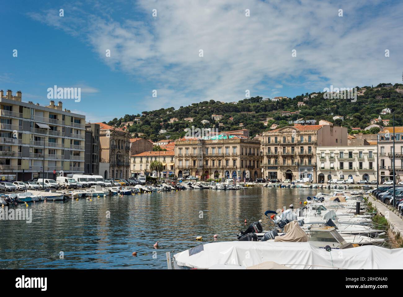 Canalside view, Sete, Herault, Occitanie, France Stock Photo